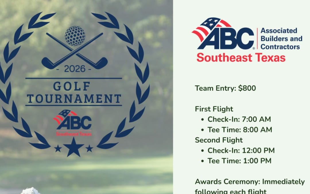 Register Now for the ABC Southeast TX Annual Member Golf Tournament – March 30, 2026 – Beaumont, TX