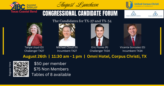 Register Now for the ABC Texas Coastal Bend ABC-TCB August Luncheon – Aug 26, 2026 – Corpus Christi, TX