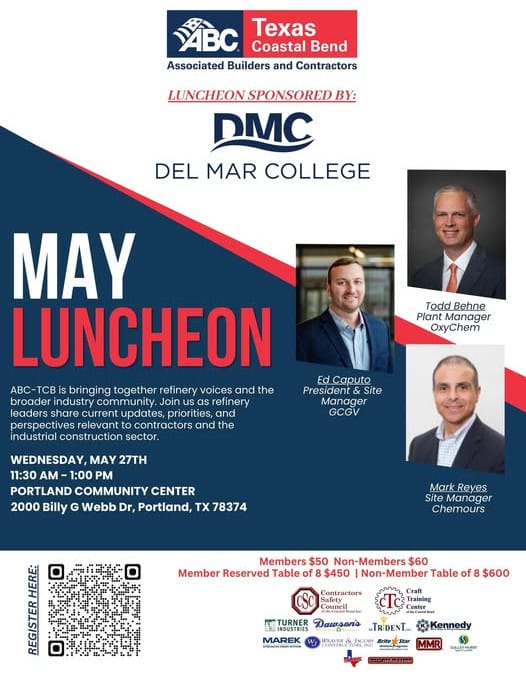 Register Now for the ABC Texas Coastal Blend May Luncheon – May 27, 2026 – Portland, TX
