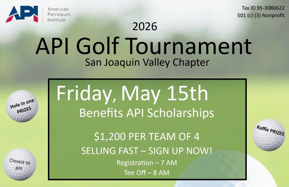 Register Now for the American Petroleum Institute San Juaquin Valley API Golf Tournament 2026 – May 15, 2026 – Bakersfield, CA