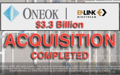 $3.3 Billion: ONEOK Announces Closing of Controlling Interest in Enlink from Global Infrastructure Partners