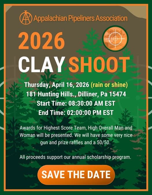 Register Now for the Appalachian Pipeliners Association (APA) 2026 Spring Sporting Clay Shoot – April 16, 2026 – Dilliner, PA