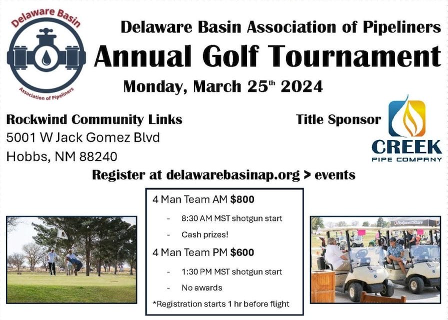 Register Now for the Delaware Basin / PBAP Golf Tournament March 25, 2024 – Hobbs, NM