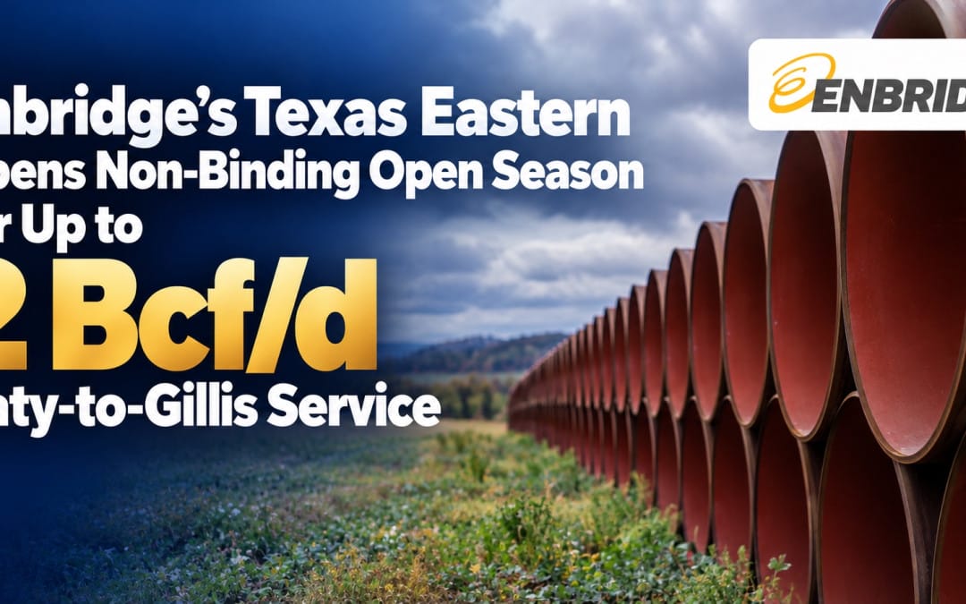 Enbridge’s Texas Eastern Opens Non-Binding Open Season for Up to 2 Bcf/d Katy-to-Gillis Service