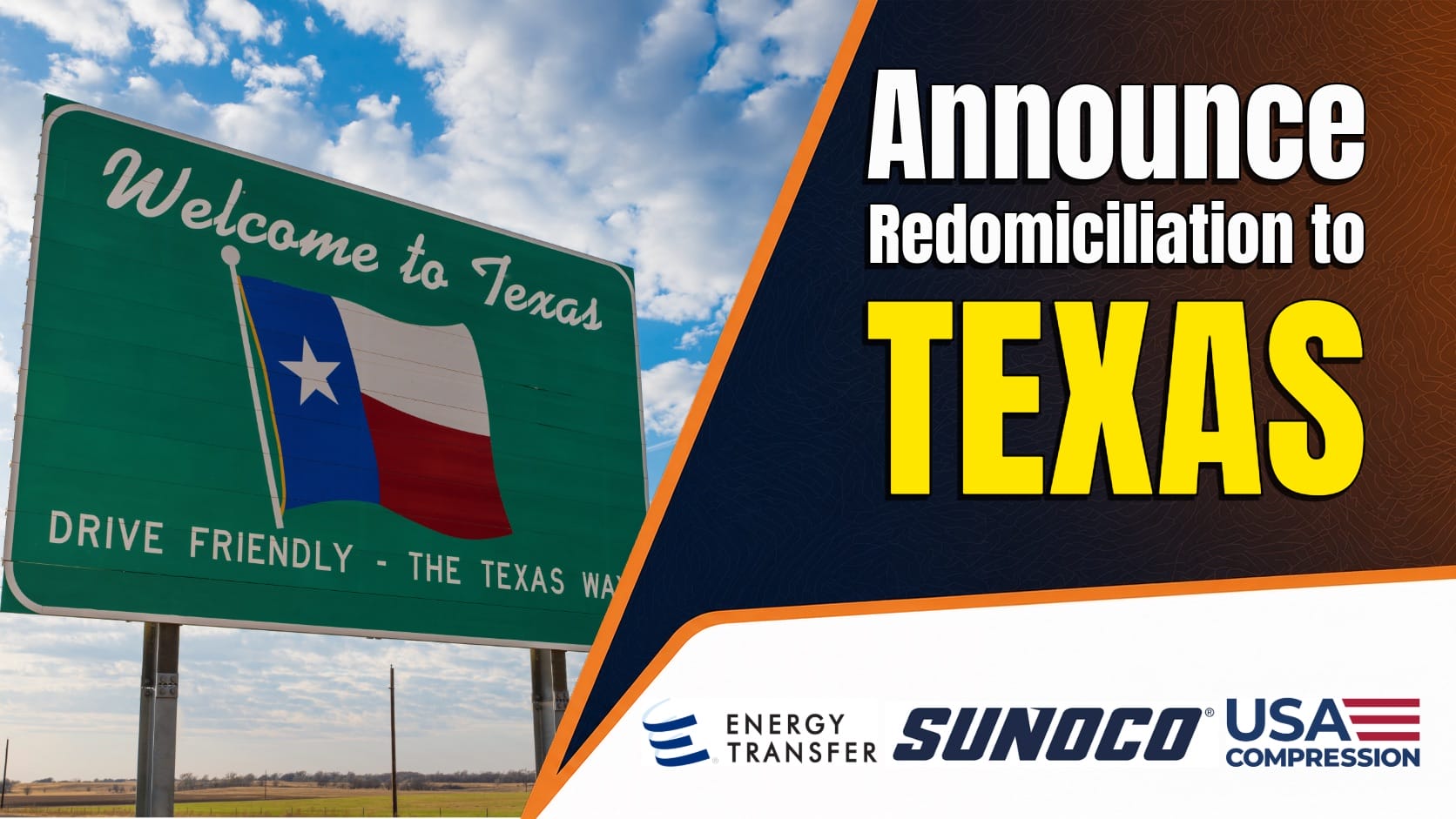 Energy Transfer LP, Sunoco LP, SunocoCorp LLC and USA Compression Partners, LP Announce Redomiciliation to Texas Allstream Midstream News