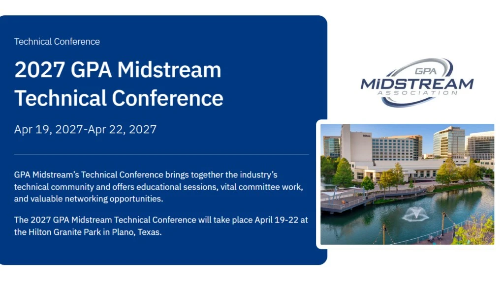 Register Now for the 2027 GPA Midstream Technical Conference – Apr 19 – Apr 22, 2027 – Plano, TX