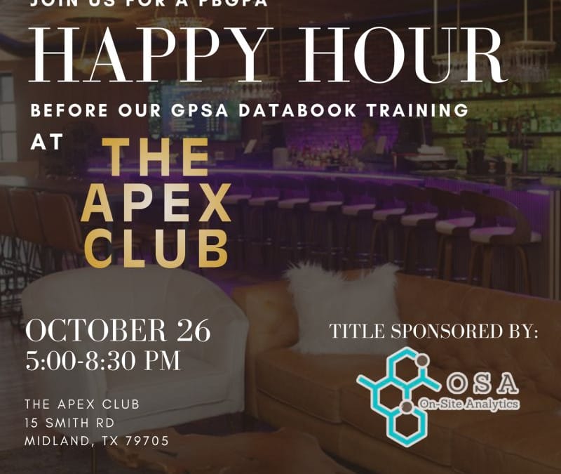 Join Us for the GPA Midstream Permian Basin GPSA Databook Training Happy Hour – Oct 26, 2026 – Midland, TX