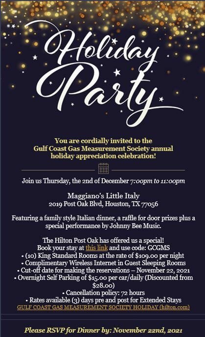 Register Today for the Gulf Coast Measurement Society Holiday Party on