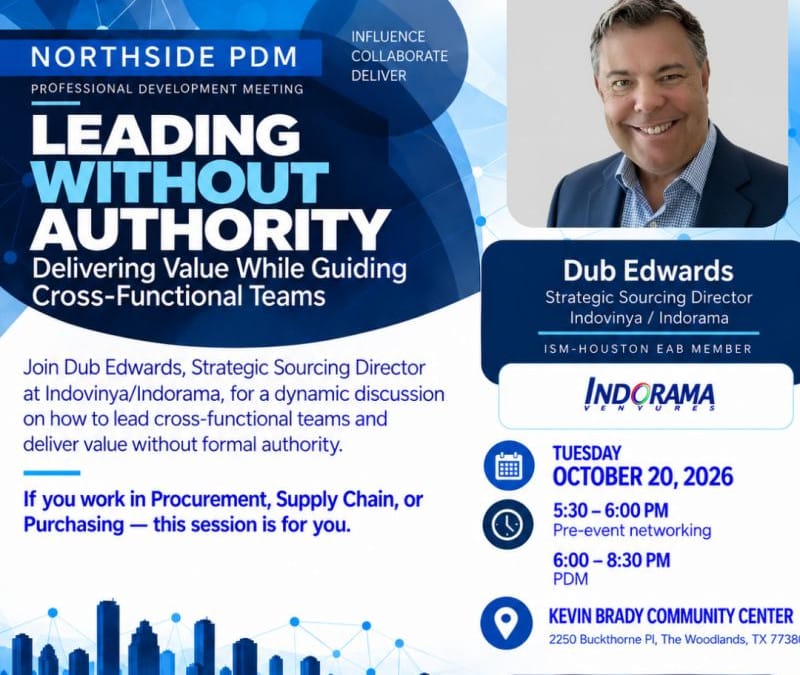 Register Now for the Institute for Supply Management (ISM) Houston Dinner Meeting – Oct 20, 2026 – The Woodlands, TX
