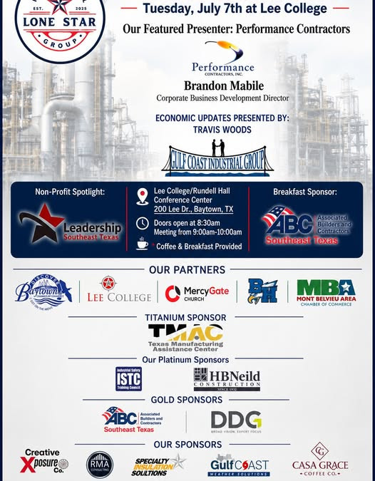 Register Now for the Lone Star Industrial Group July 2026 Meeting – Jul 7, 2026 – Baytown, TX