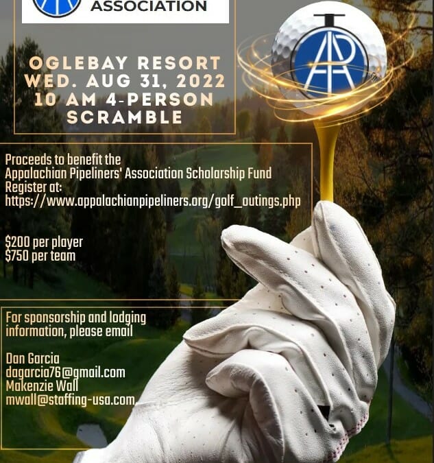 Appalachian Pipeliners Association Golf Tournament August 31st – Oglebay, WV