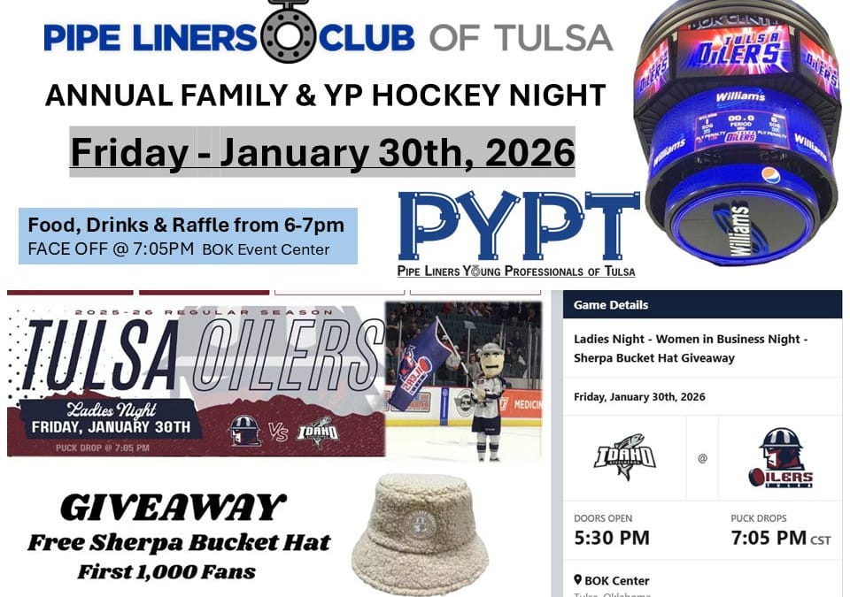 Register Now for the Pipe Liners Club of Tulsa Annual Family Night & YP Hockey Night Jan 30, 2026