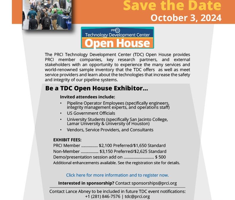 2024 PRCI Technology Development Center (TDC) Open House October 3, 2024 – Houston