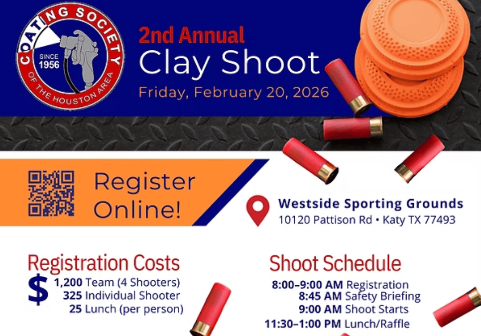 Register Now for the Houston Coating Society Clay Shoot Feb 20, 2026 – Houston