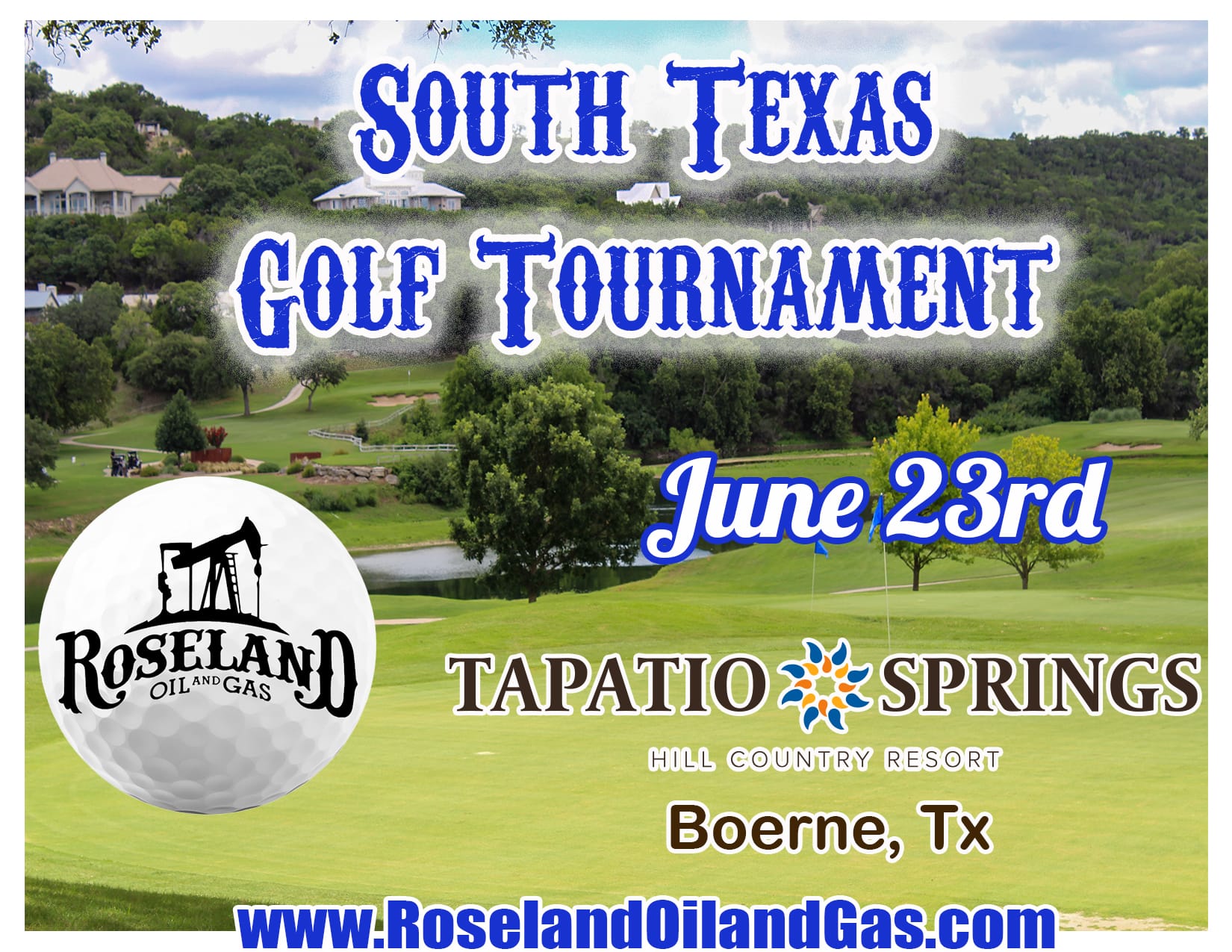 Register Now for the Roseland's South Texas O&G Golf Tournament - June 23 - Boerne, Tx