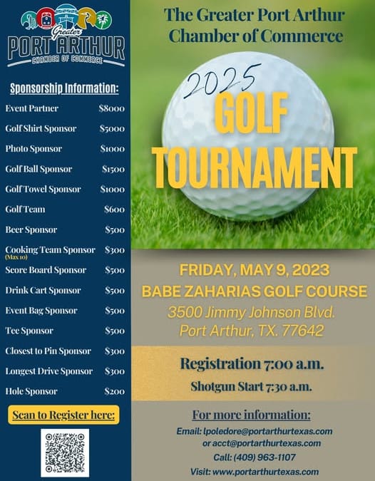 Register now for the Port Arthur 2025 Golf Tournament May 9 – Port Arthur, TX