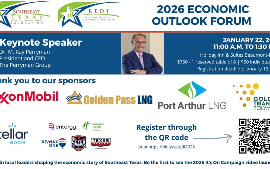 Register now for the Southeast Texas Economic Development Foundation Jan 22, 2026 – Beaumont