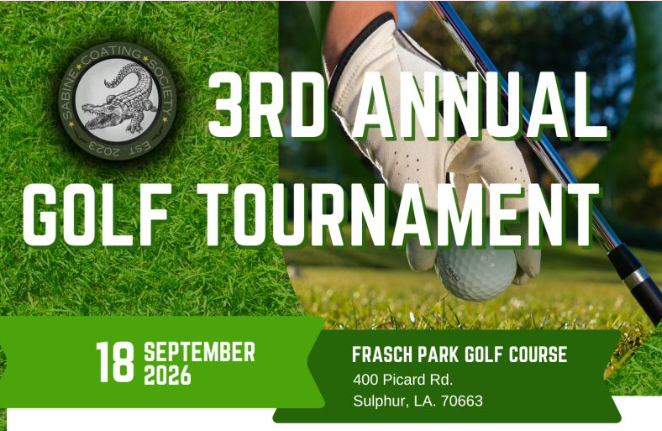 Register Now for the Sabine Coating Society Golf Tournament – Sept 19, 2026 – Sulphur, LA