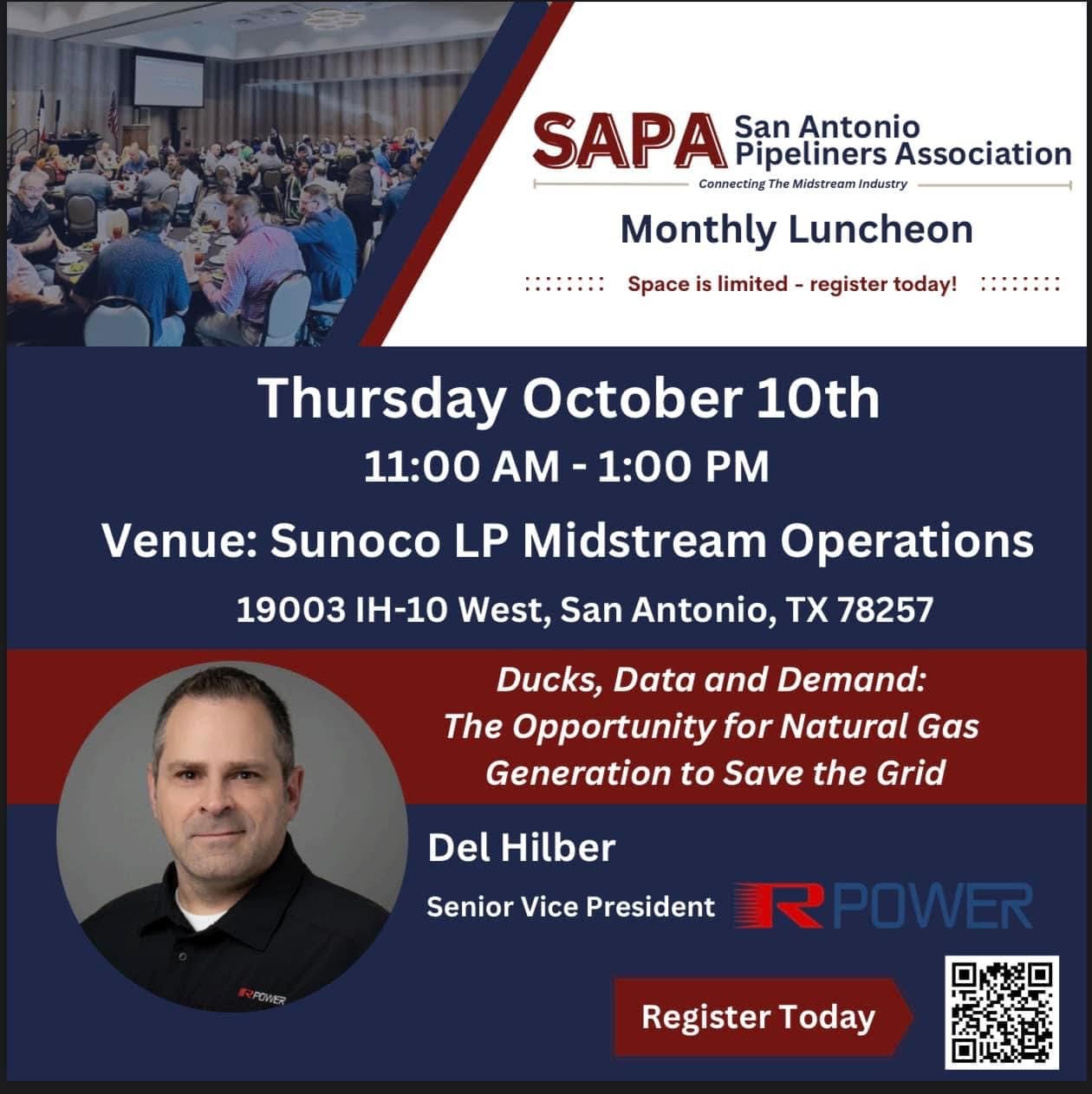 the San Antonio Pipeliners Association - October Monthly Luncheon Meeting October 10, 2024 - San Antonio