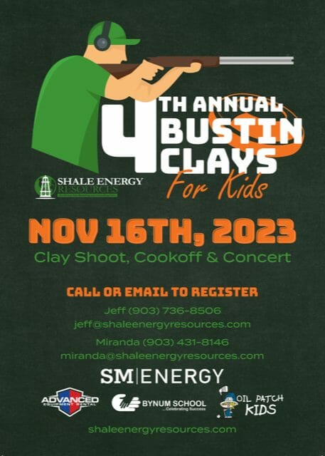 NEW DATE: 4th Annual Bustin Clays for Kids by Shale Energy Resources November 16, 2023 – Permian Basin