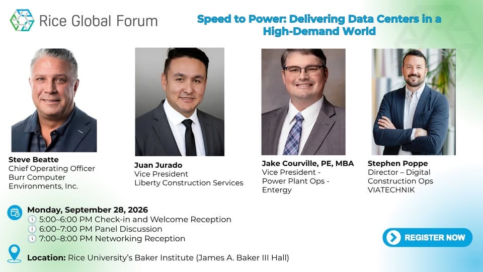 Register for Speed to Power: Delivering Data Centers in a High-Demand World – Sept 28, 2026 – Houston, TX