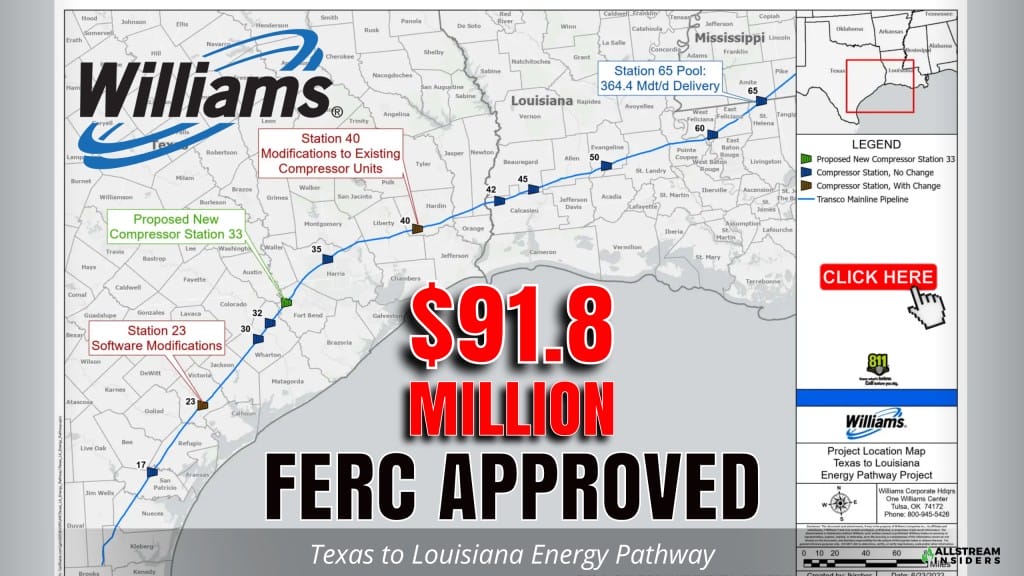 FERC Approved $91.8 Million Transco (Williams) Louisiana Energy Pathway ...