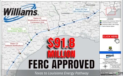 FERC Approved $91.8 Million Transco (Williams) Louisiana Energy Pathway Project – Texas / Louisiana