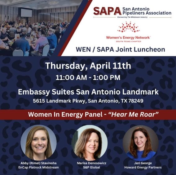 Register Now for the Womens Energy Network & San Antonio Pipeliners Luncheon April 11, 2024 – San Antonio