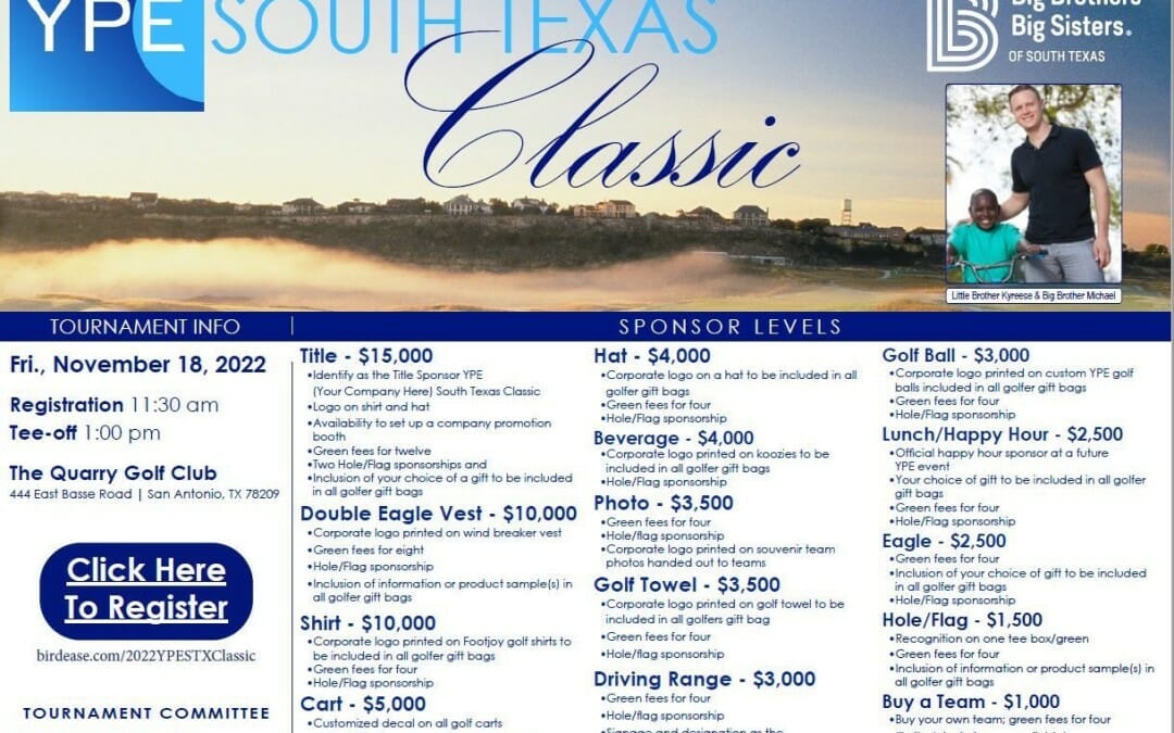 2022 YPE South Texas Classic Charity Golf Tournament Nov 18th – San Antonio
