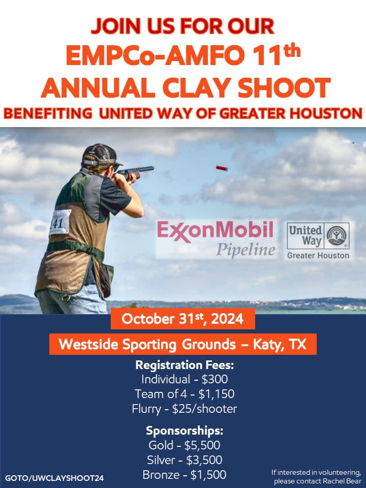 he 2024 ExxonMobil Pipeline United Way Sporting Clays Shoot October 31 - Katy, Tx